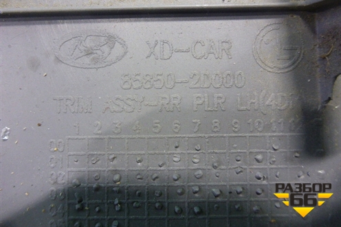 Обшивка стойки задняя верхняя левая (седан) (858502D000) для Hyundai Elantra 3 (XD) с 2000-2010г (Элантра)