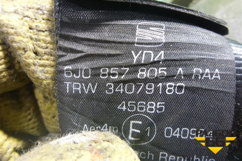 Ремень безопасности задний левый (6J0857805A) для Seat Ibiza с 2008-2017г (Ибица)