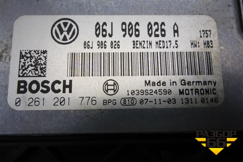 Блок управления двигателем (с замком зажигания1.8л BZB АКПП) (06J906026A) для Volkswagen Passat (B6) с 2005-2010г (Пассат Б6)