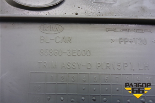 Обшивка стойки задняя верхняя левая (задняя часть) (858603E000) для Kia Sorento I с 2002-2011г (Соренто 1)