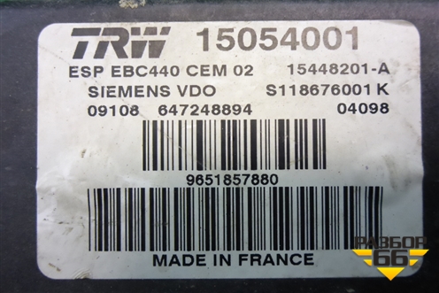 Блок ABS (9651857880) для Peugeot 407 с 2004г