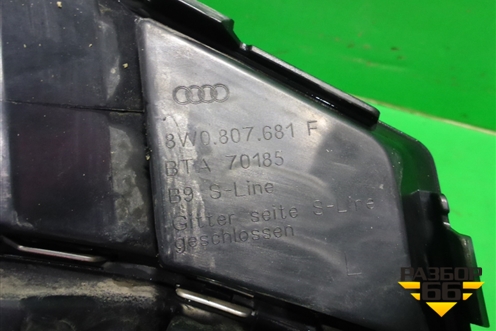 Решетка в передний бампер левая (S-Line) (8W0807681F) для Audi A4 (В9) с 2015г (А4)