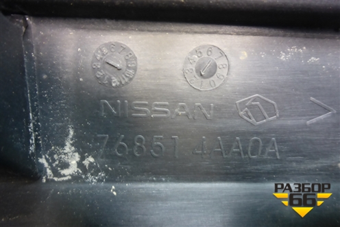 Накладка на порог наружная левая (768514AA0A) для Nissan Almera G15 с 2012г (Альмера Г15)