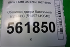 Обшивка двери багажника (правая) (51497149640) для BMW X5 E70 с 2007-2013г (Х5 Е70)