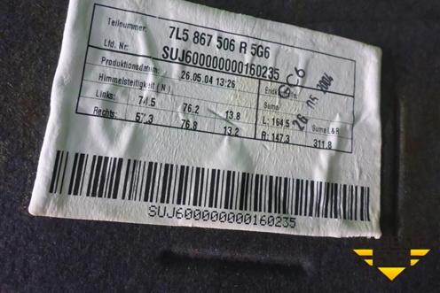 Обшивка потолка (бежевая алькантара) (7L5867506) для Porsche Cayenne с 2003-2010г (Каен)