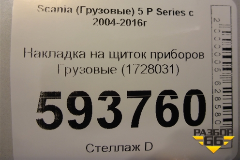Накладка на щиток приборов  (1728031) для Scania 5 P Series с 2004-2016г