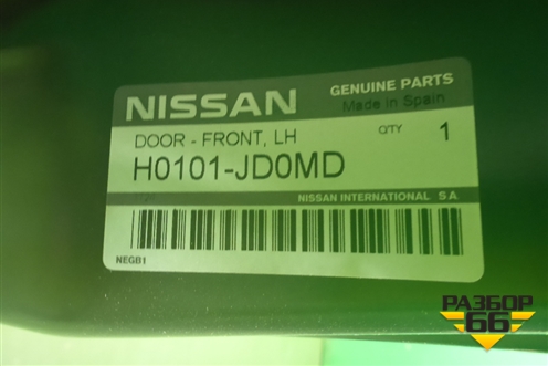 Дверь передняя левая (новая) (H0101JD0MD) для Nissan Qashqai (J10E) с 2006-2013г (Кашкай)