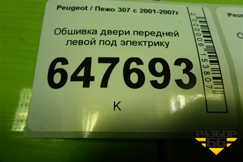 Обшивка двери передней левой под электрику для Peugeot 307 с 2001-2007г