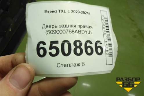 Дверь задняя правая (509000768ABDYJ) для Exeed TXL с 2020-2024г (ТХЛ)