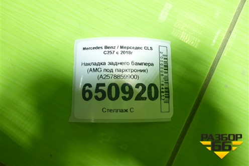 Накладка заднего бампера (AMG под парктроник) (A2578859900) для Mercedes Benz CLS C257 с 2018г (ЦЛС)