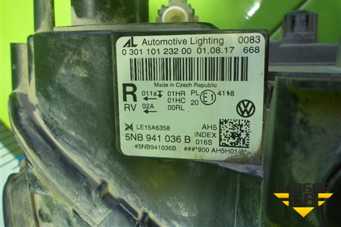 Фара правая (до 2020г Led без блоков) (5NB941036B) для Volkswagen Tiguan с 2016г (Тигуан)