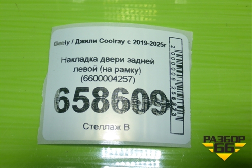Накладка двери задней левой (на рамку) (6600004257) для Geely Coolray с 2019-2025г