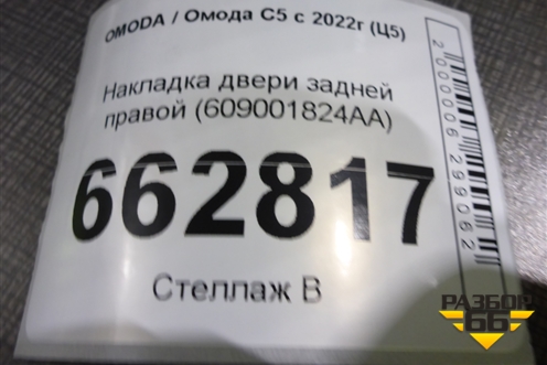Накладка двери задней правой (609001824AA) для OMODA C5 с 2022г (Ц5)