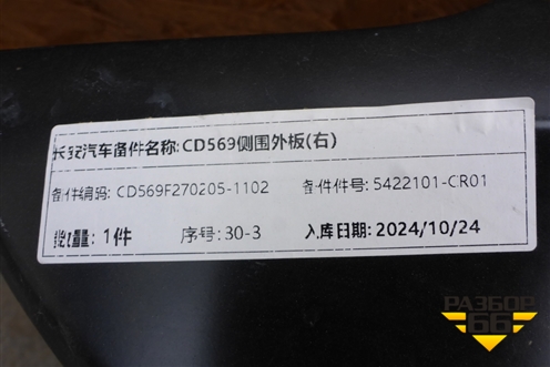 Боковина кузова правая (новая) (5422101CR01) для Changan UNI-K с 2020г (Юни К)