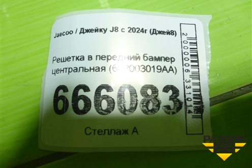Решетка в передний бампер центральная (602003019AA) для Jaecoo J8 c 2024г (Джей8)