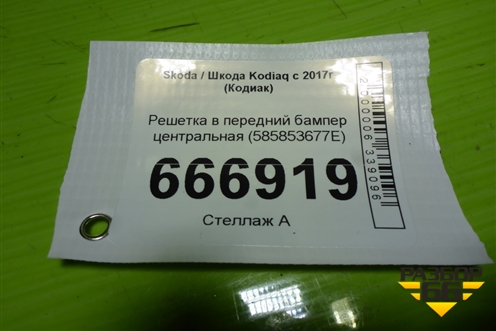 Решетка в передний бампер центральная (585853677E) для Skoda Kodiaq с 2017г (Кодиак)