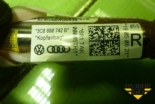 Подушка безопасности боковая шторка правая (3C8880742B) для Volkswagen Passat-CC с 2008г (Пассат ЦЦ)