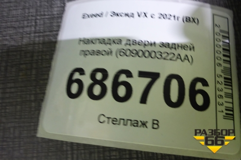 Накладка двери задней правой (609000322AA) для Exeed VX с 2021г (ВХ)